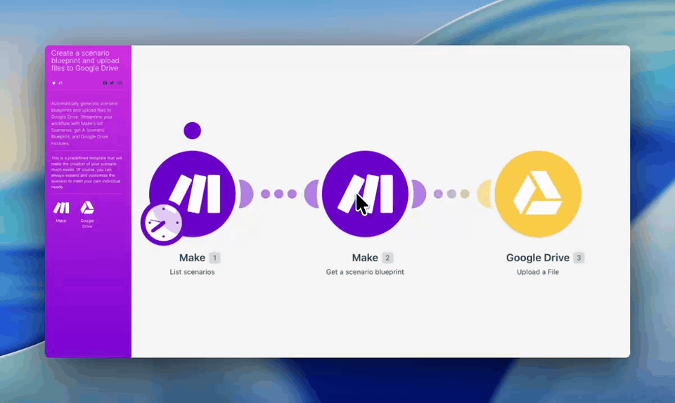 Exporting Make.com scenarios with the scenario blueprint template